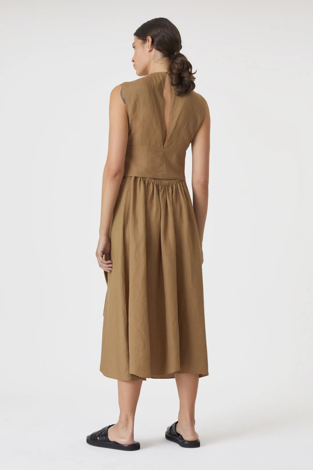 CLOSED WOMENS WAISTED DRESS WITH BELT - NUTMEG