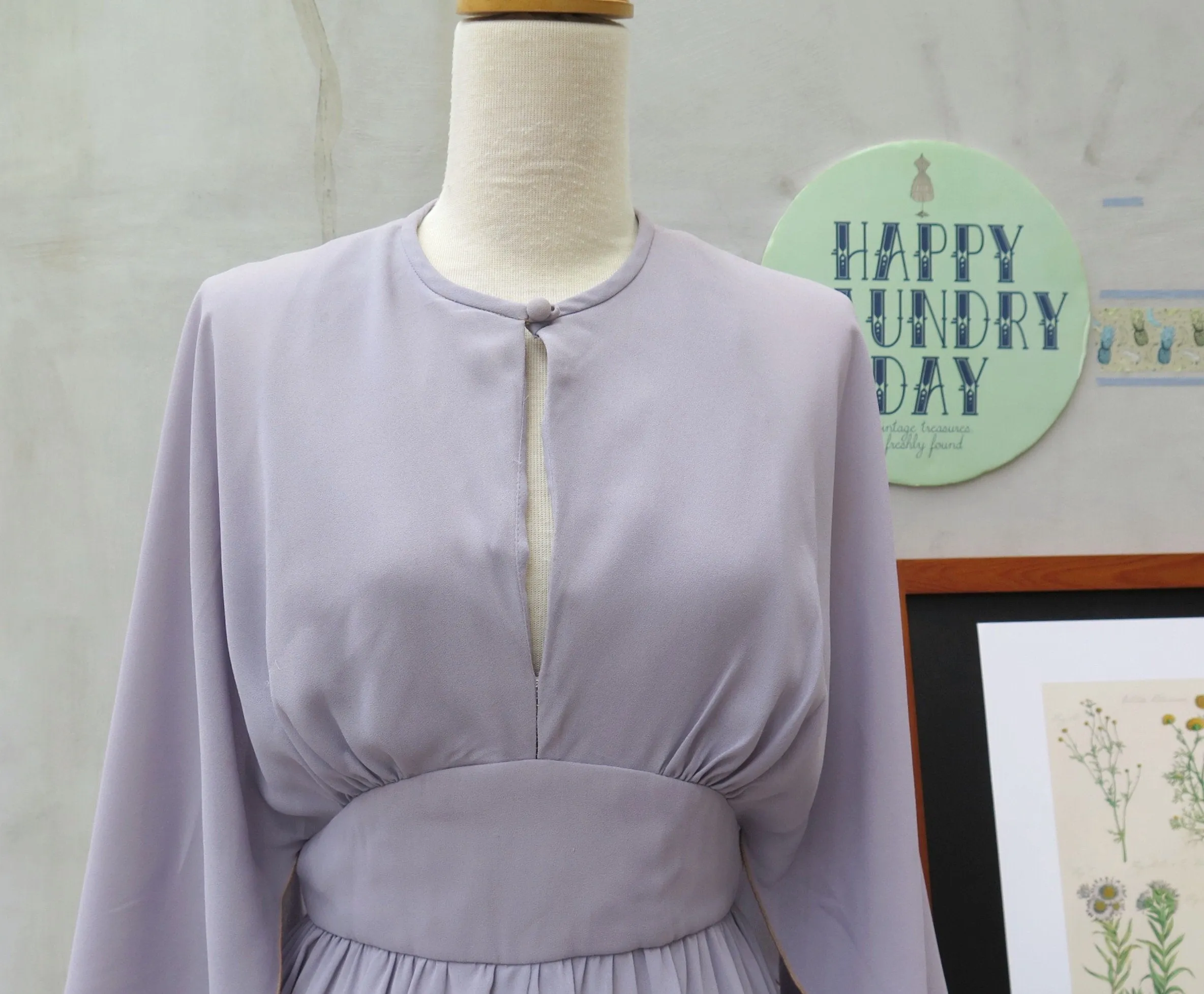 Consignment | Lady in Lavender | Vintage 1960s 1970s Flowy sleeves Long Evening Gown