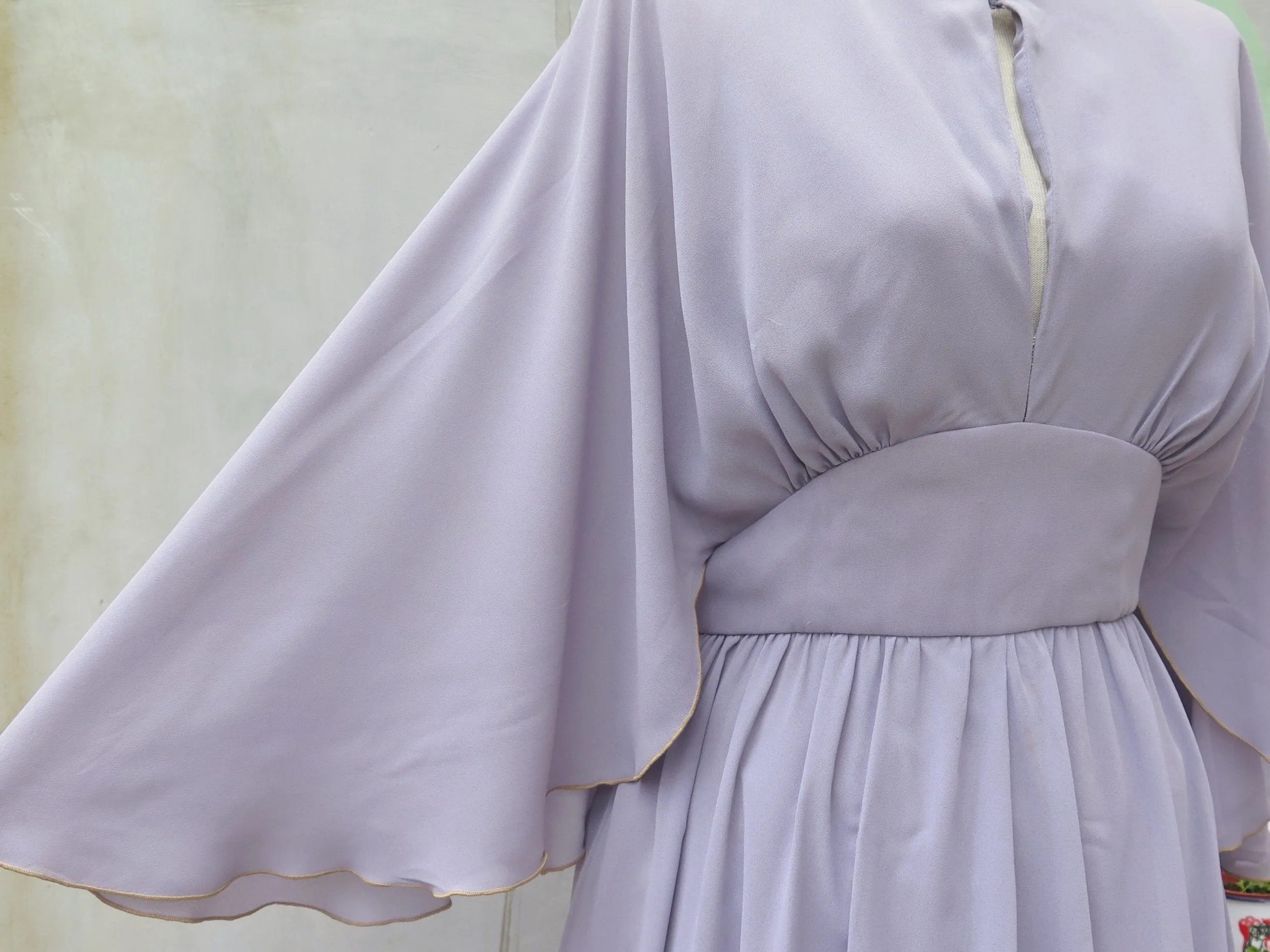 Consignment | Lady in Lavender | Vintage 1960s 1970s Flowy sleeves Long Evening Gown