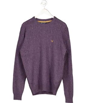 Crew Clothing Purple Lambswool Rich Cable Crew Neck Jumper UK L