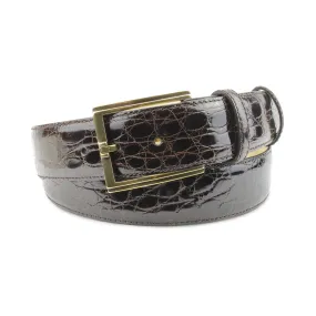 Dark Brown Genuine Crocodile Flank Classic Belt