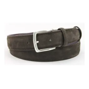 Dark choc classic suede belt with classic silver buckle