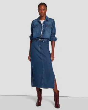 Denim Midi Skirt in Bluenote