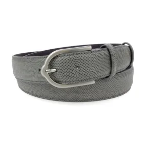 Dove Grey Carung Texture Stirrup Prong Belt
