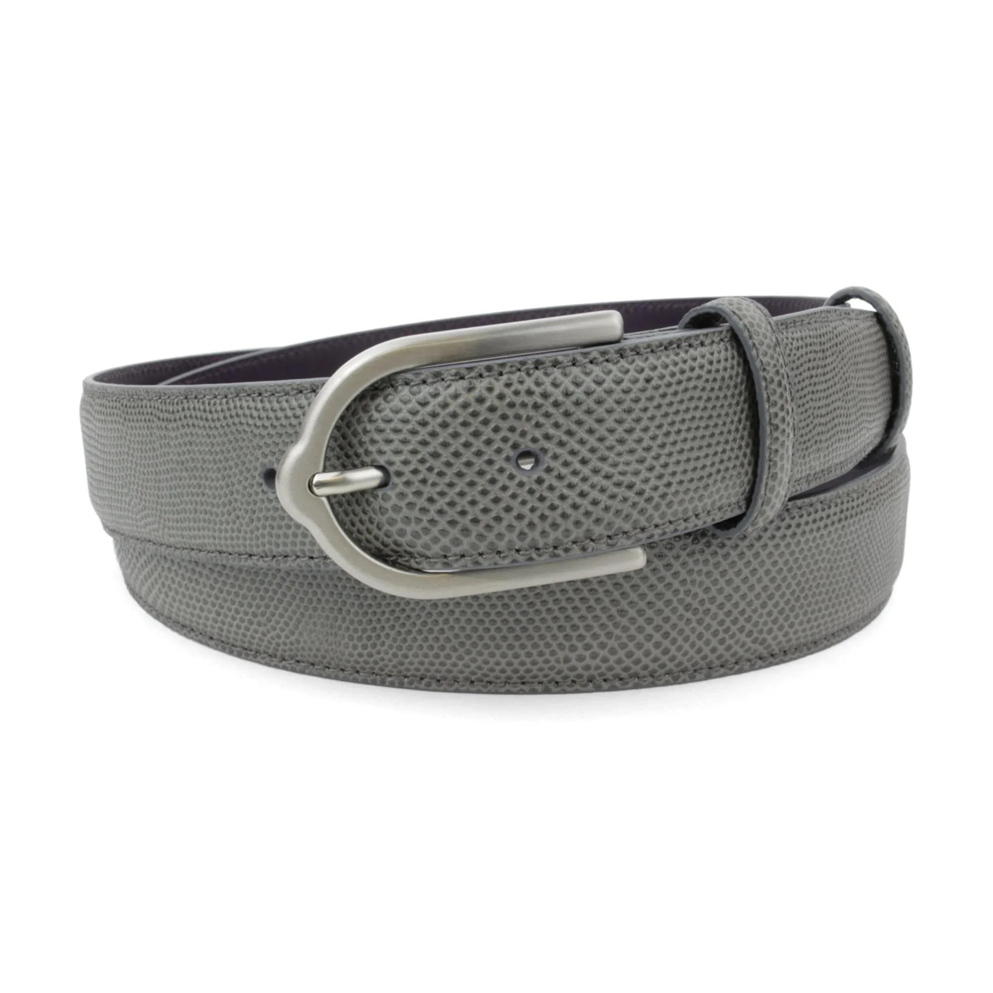 Dove Grey Carung Texture Stirrup Prong Belt