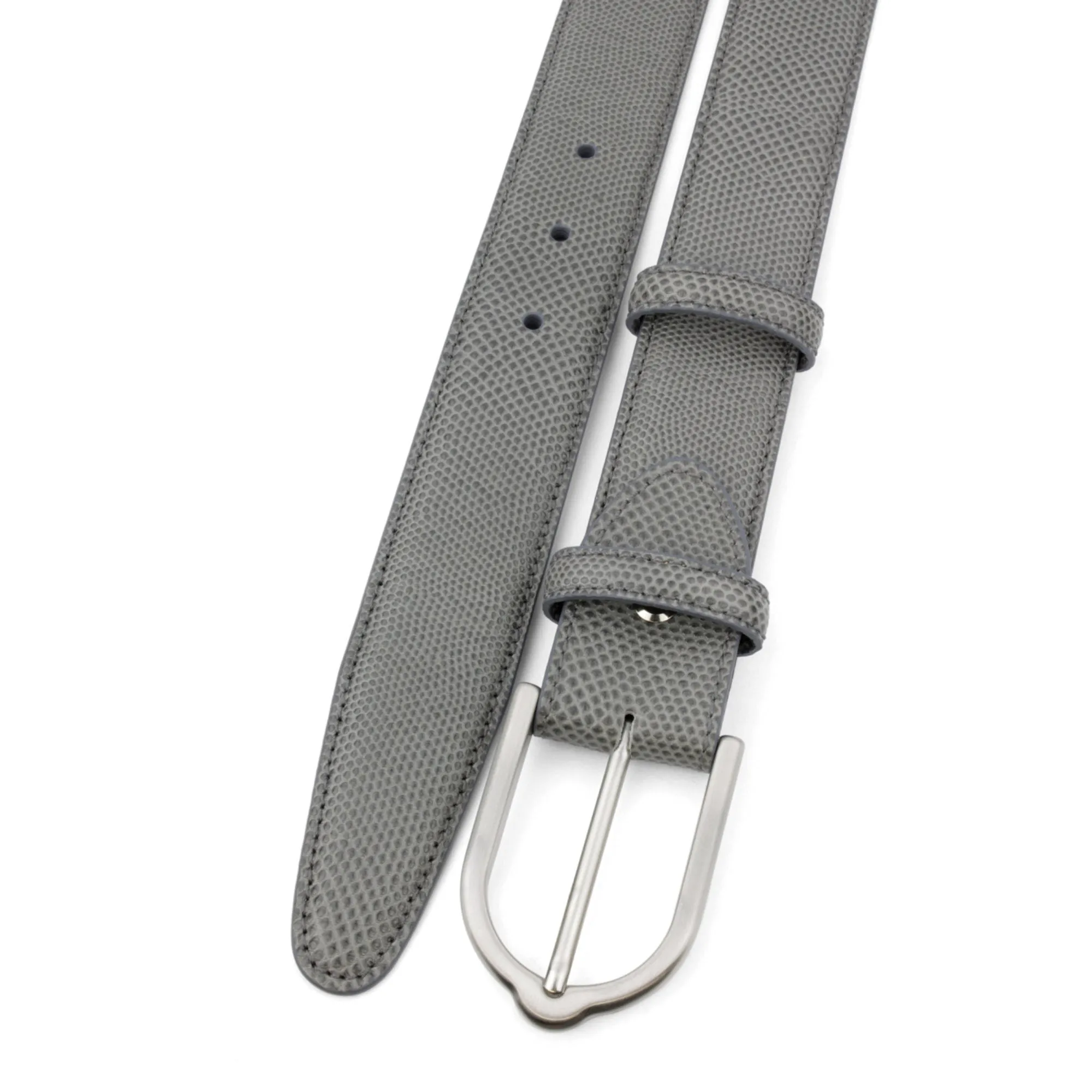 Dove Grey Carung Texture Stirrup Prong Belt