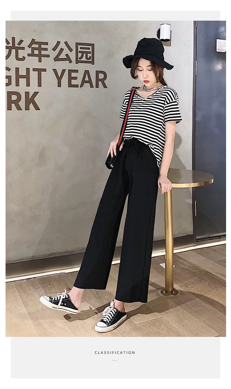 Drape Women Ice Silk Wide Leg Pants High Waist Plus Size Slim Look Casual Floor Length Long Pants
