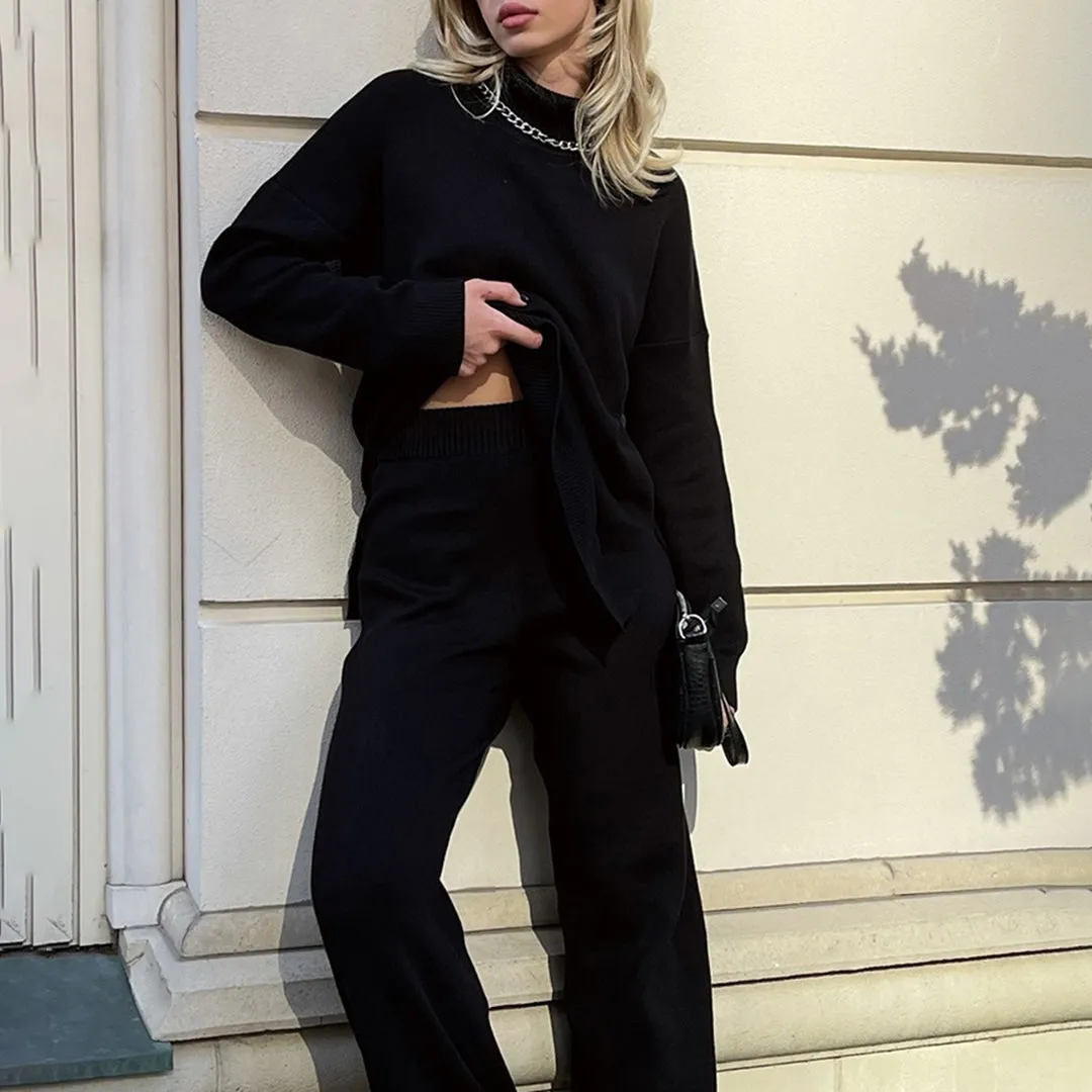 Elegant Split-Hem Turtleneck Sweater