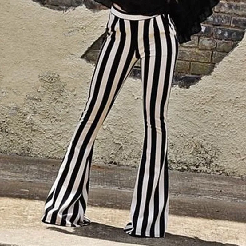 Elegant Striped High Waist Pants