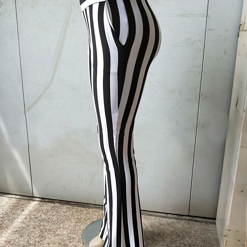 Elegant Striped High Waist Pants