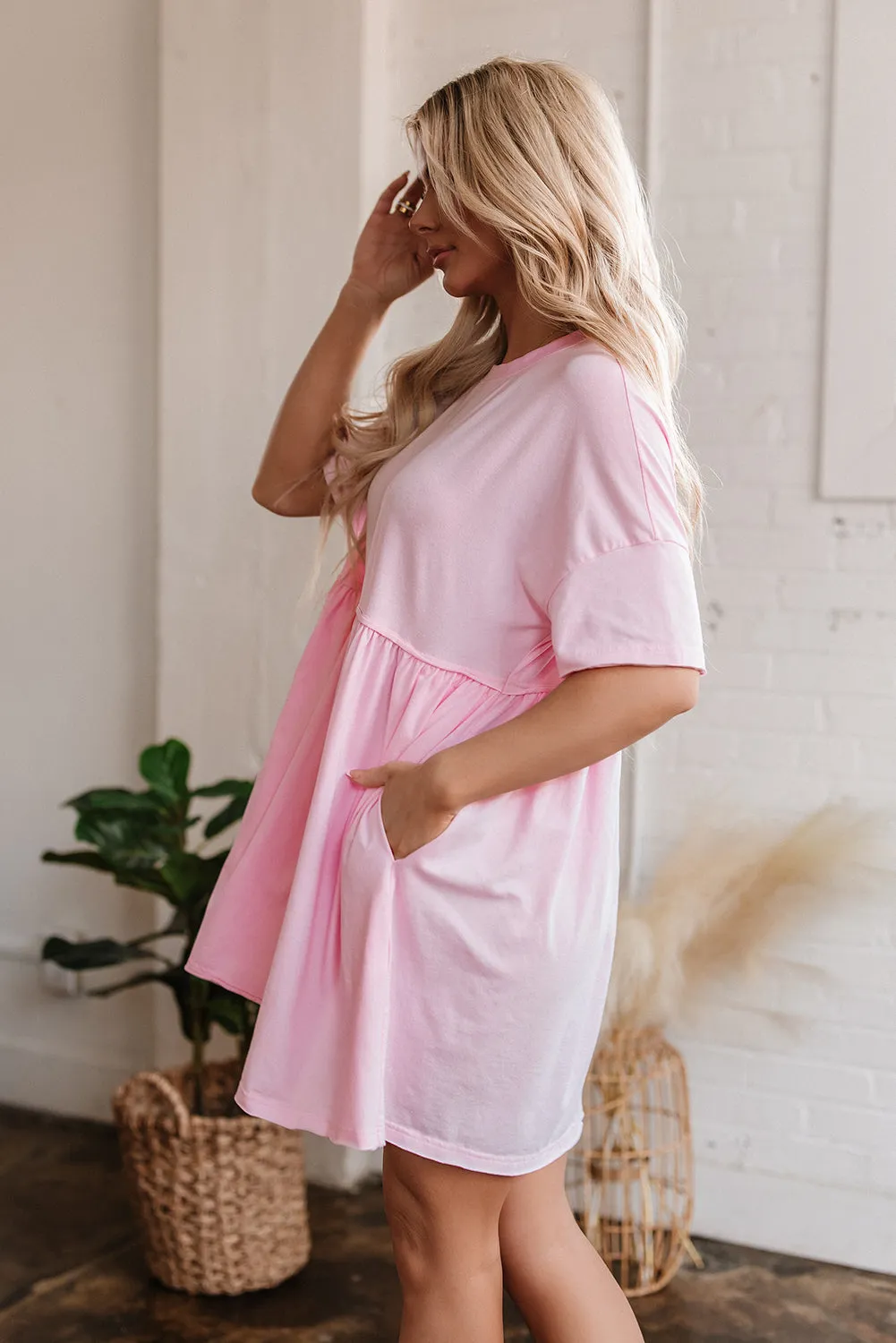 Estella Pocketed Raw Edge Babydoll Dress