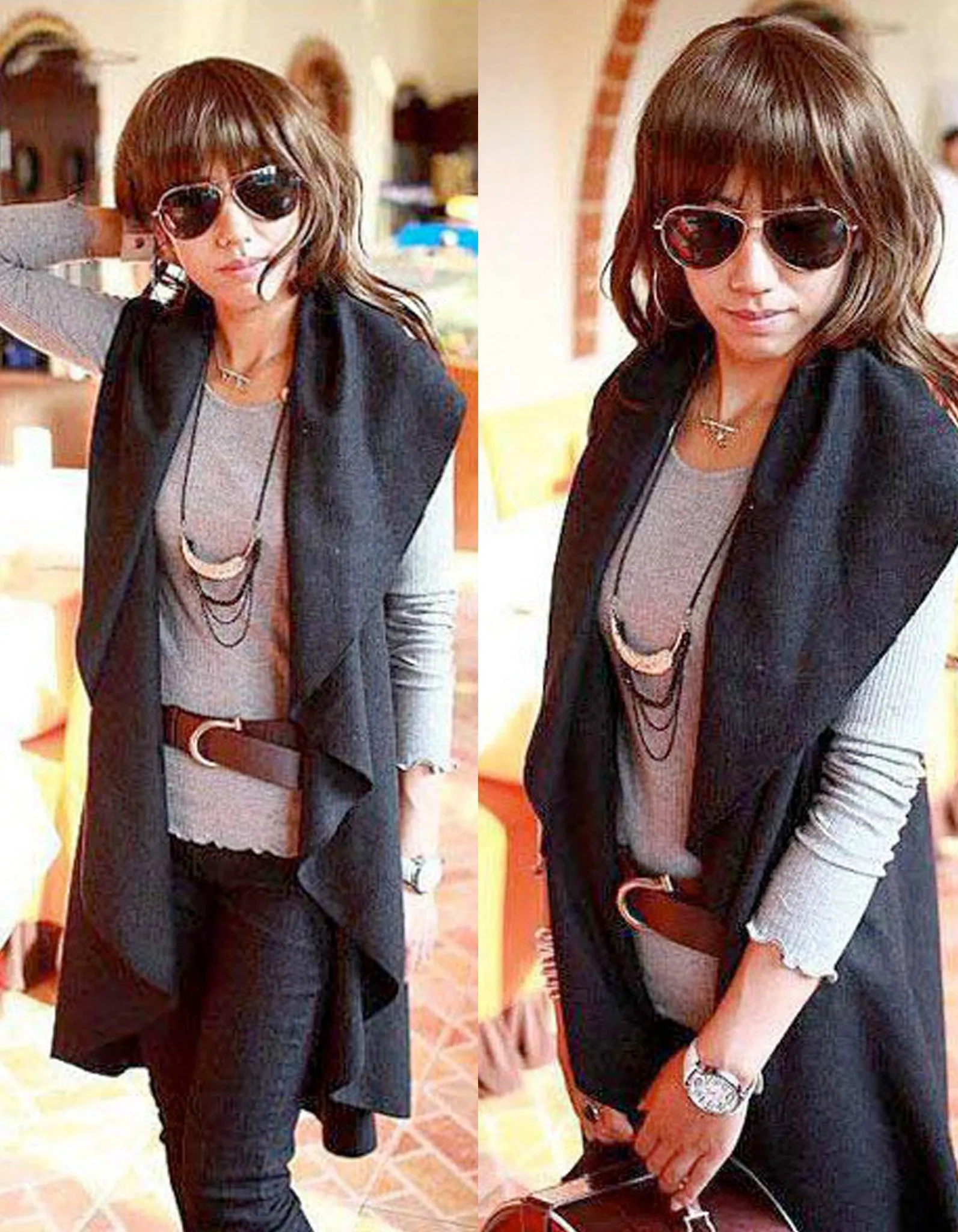 Fashion Dark Grey Wool Cape