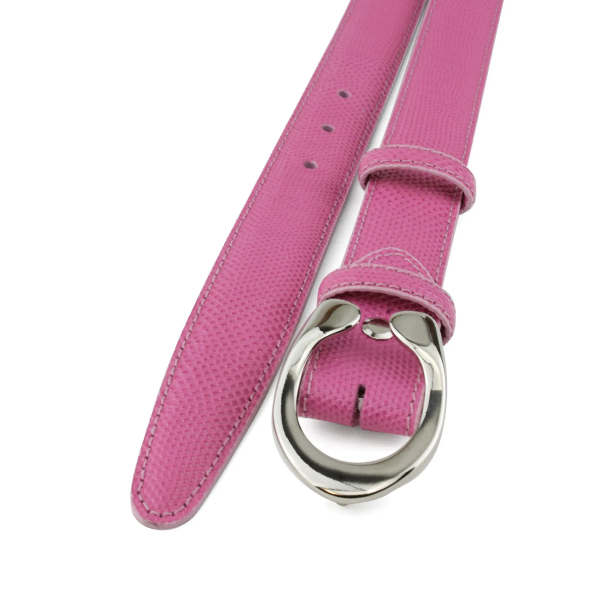 Flashdance Pink Carung Texture Narrow Flattened C Belt