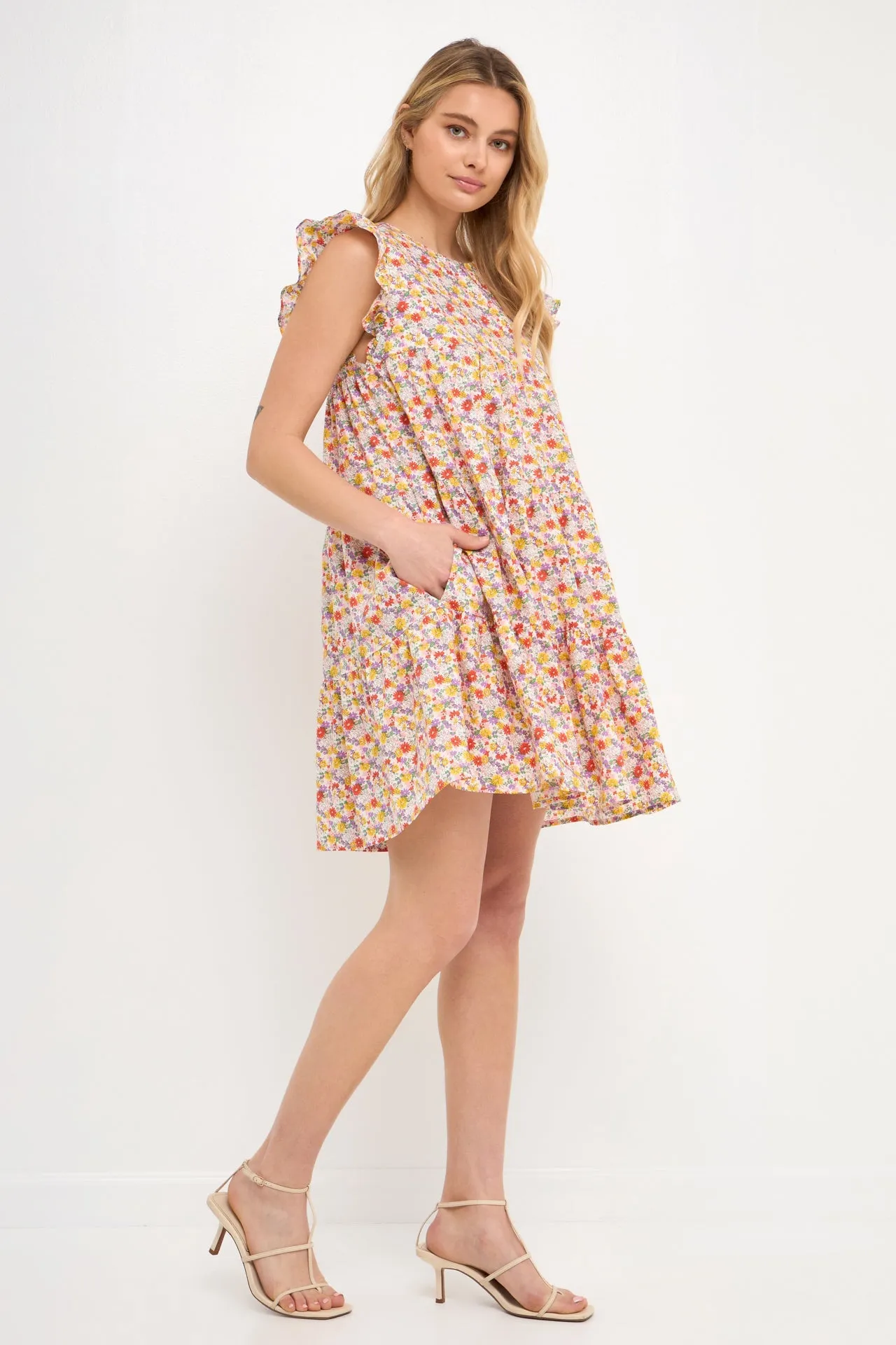 Floral Printed Babydoll Mini Dress