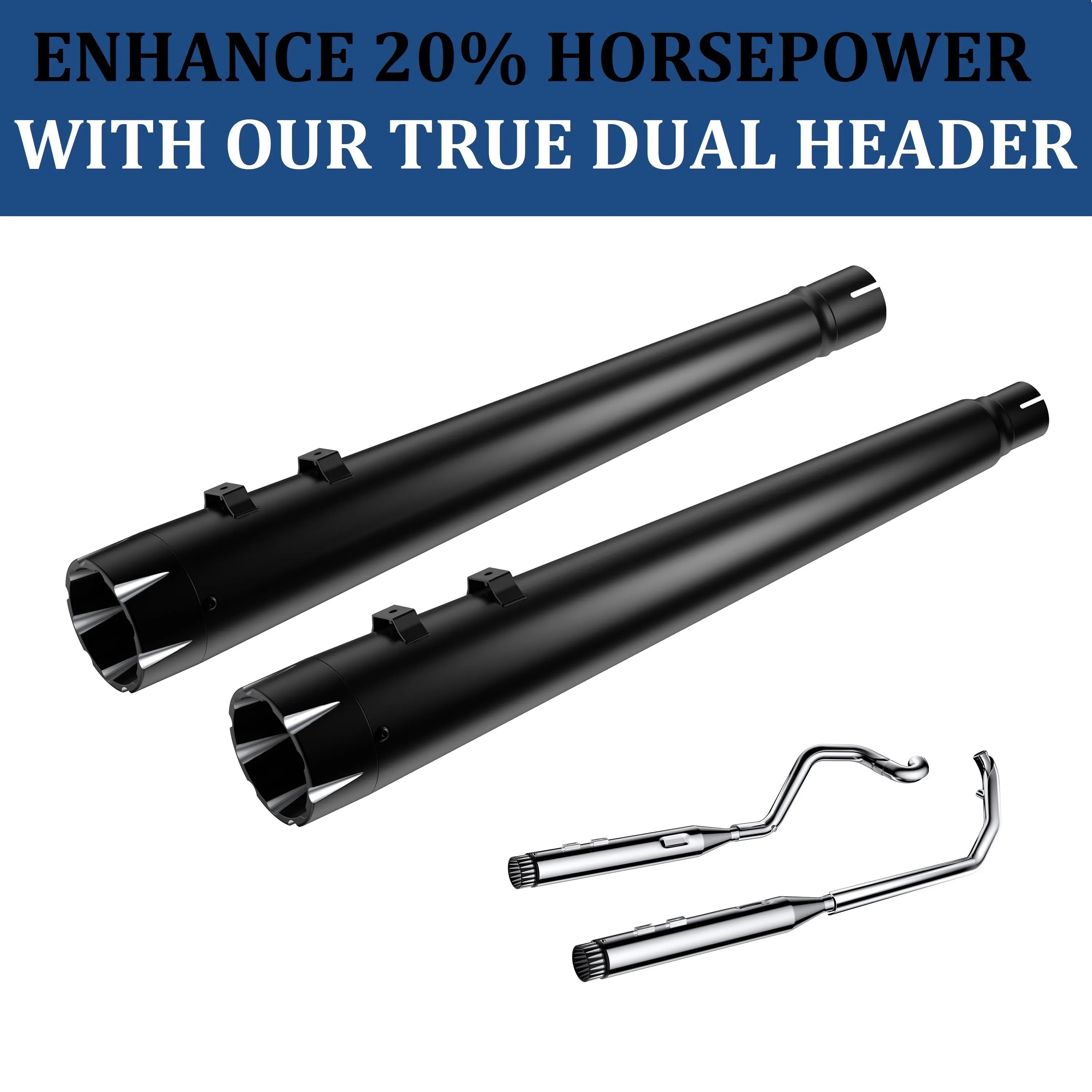 For 2017-UP Harley Davidson touring 4.4 inch Black megaphone slip on mufflers