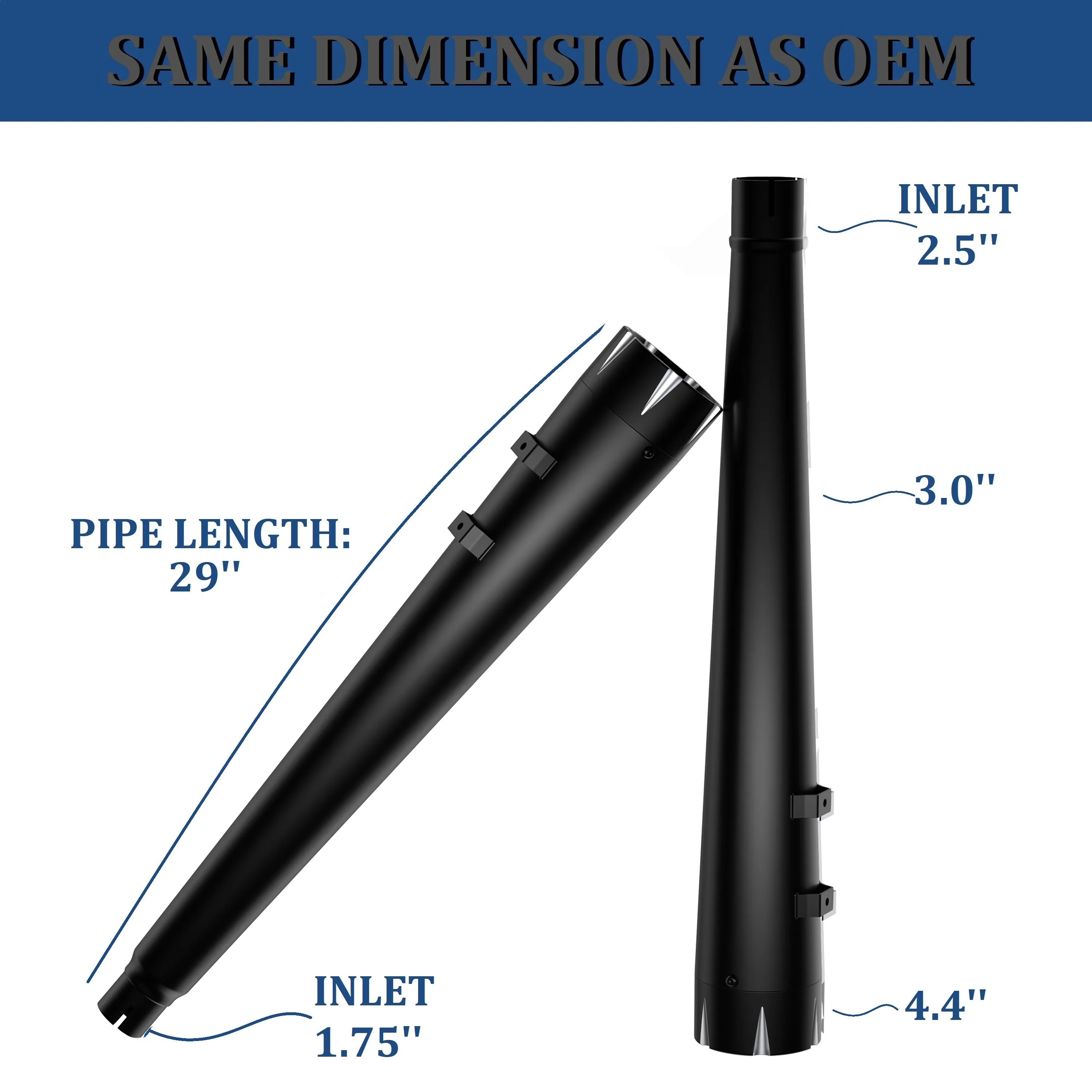 For 2017-UP Harley Davidson touring 4.4 inch Black megaphone slip on mufflers
