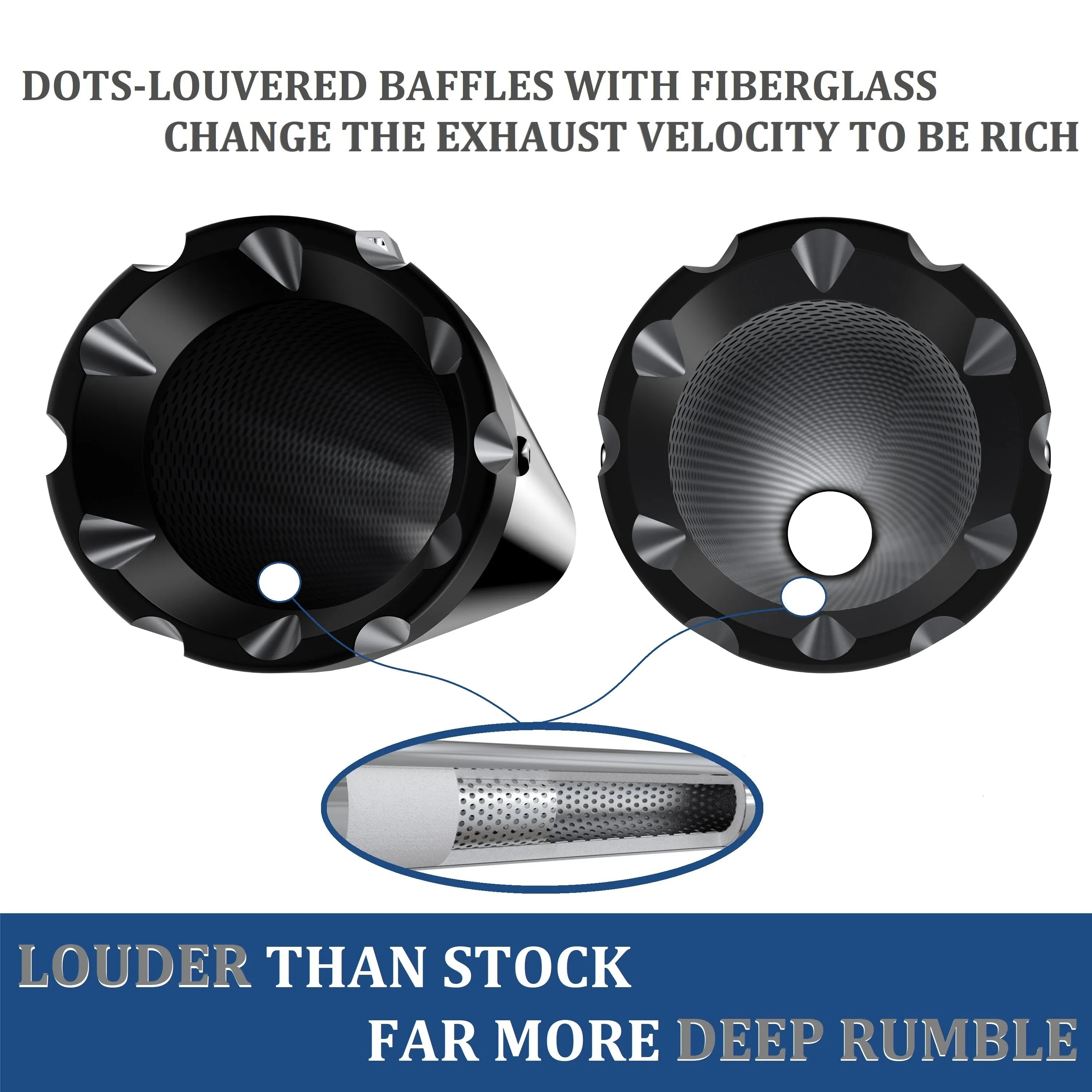 For 2017-UP Harley Davidson touring 4.4 inch Black megaphone slip on mufflers