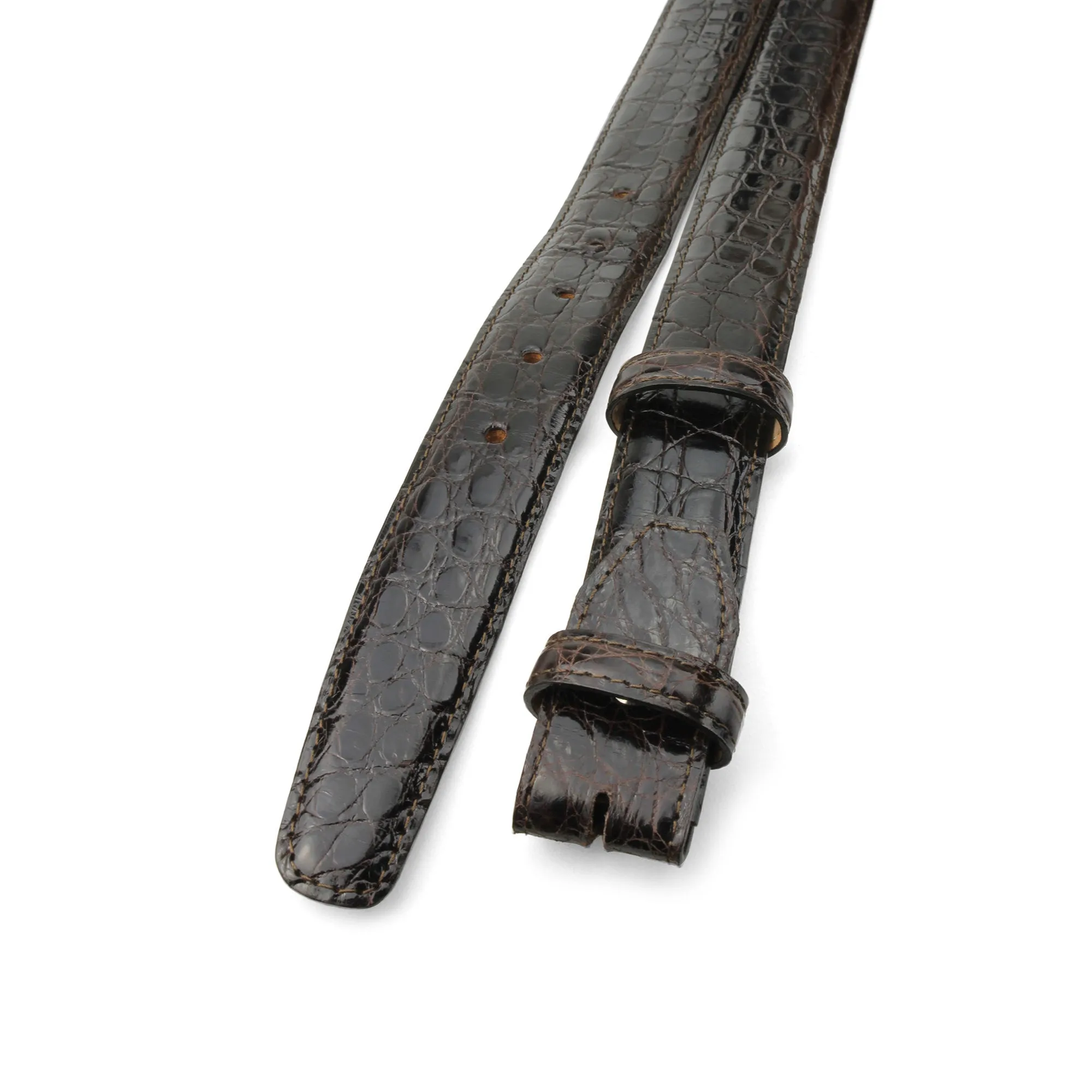 Genuine Crocodile Flank Narrow Belt Strap