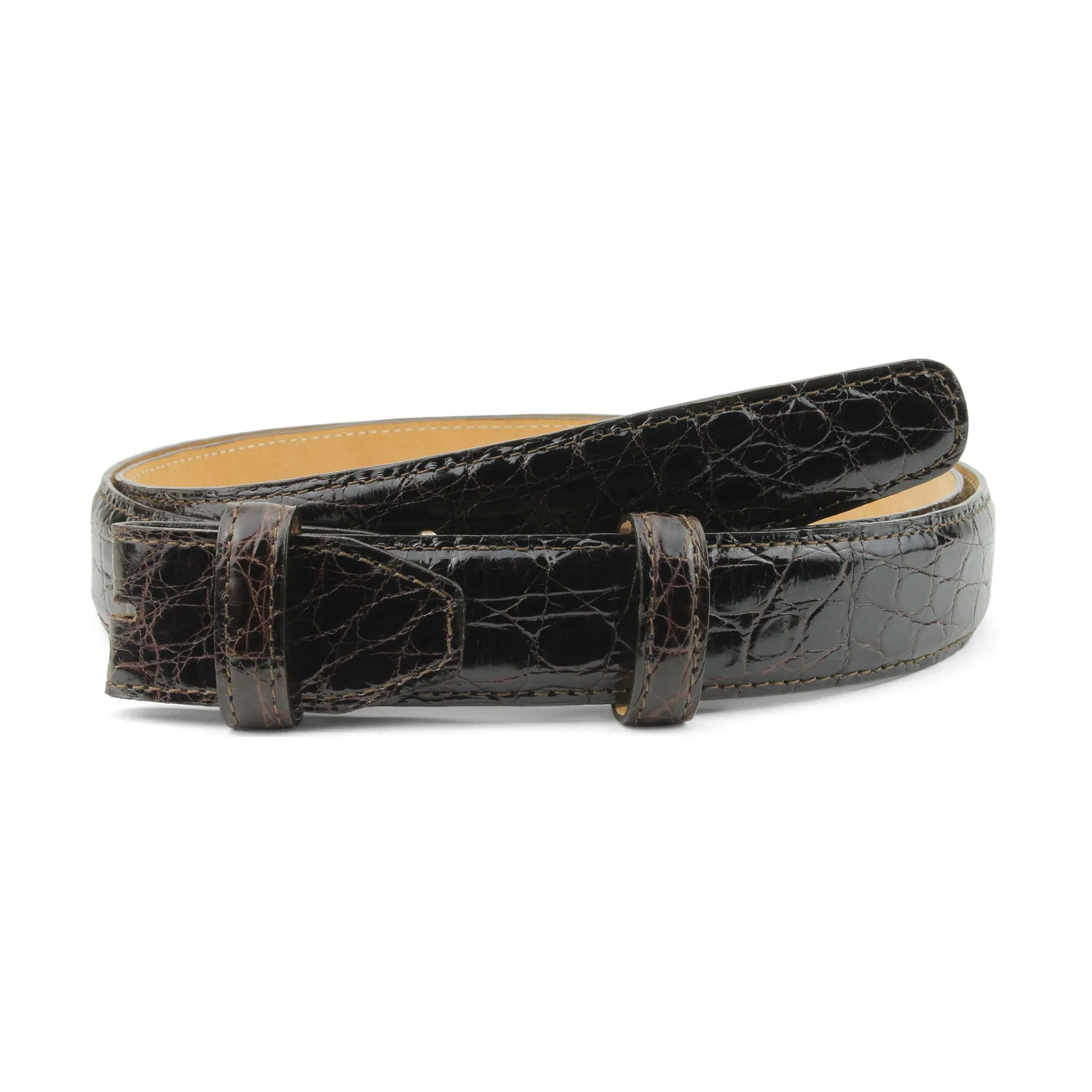 Genuine Crocodile Flank Narrow Belt Strap