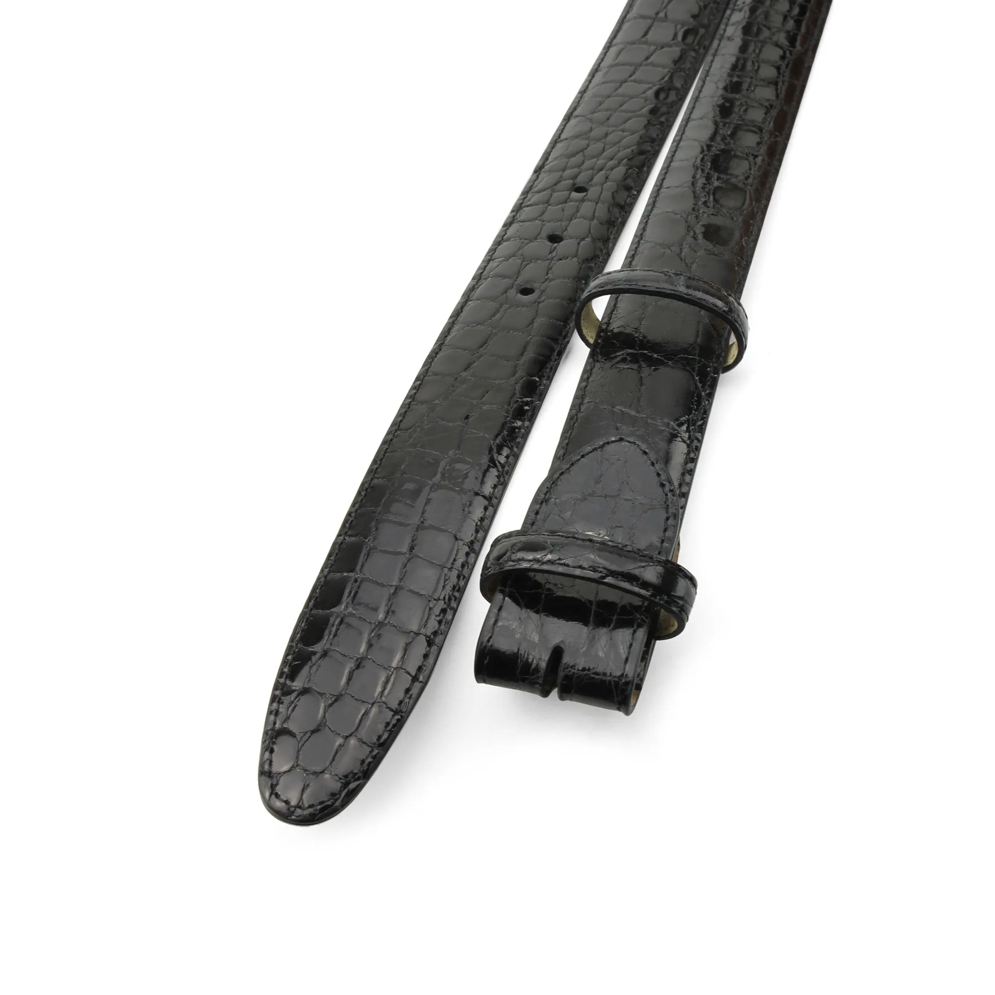 Genuine Crocodile Flank Narrow Belt Strap