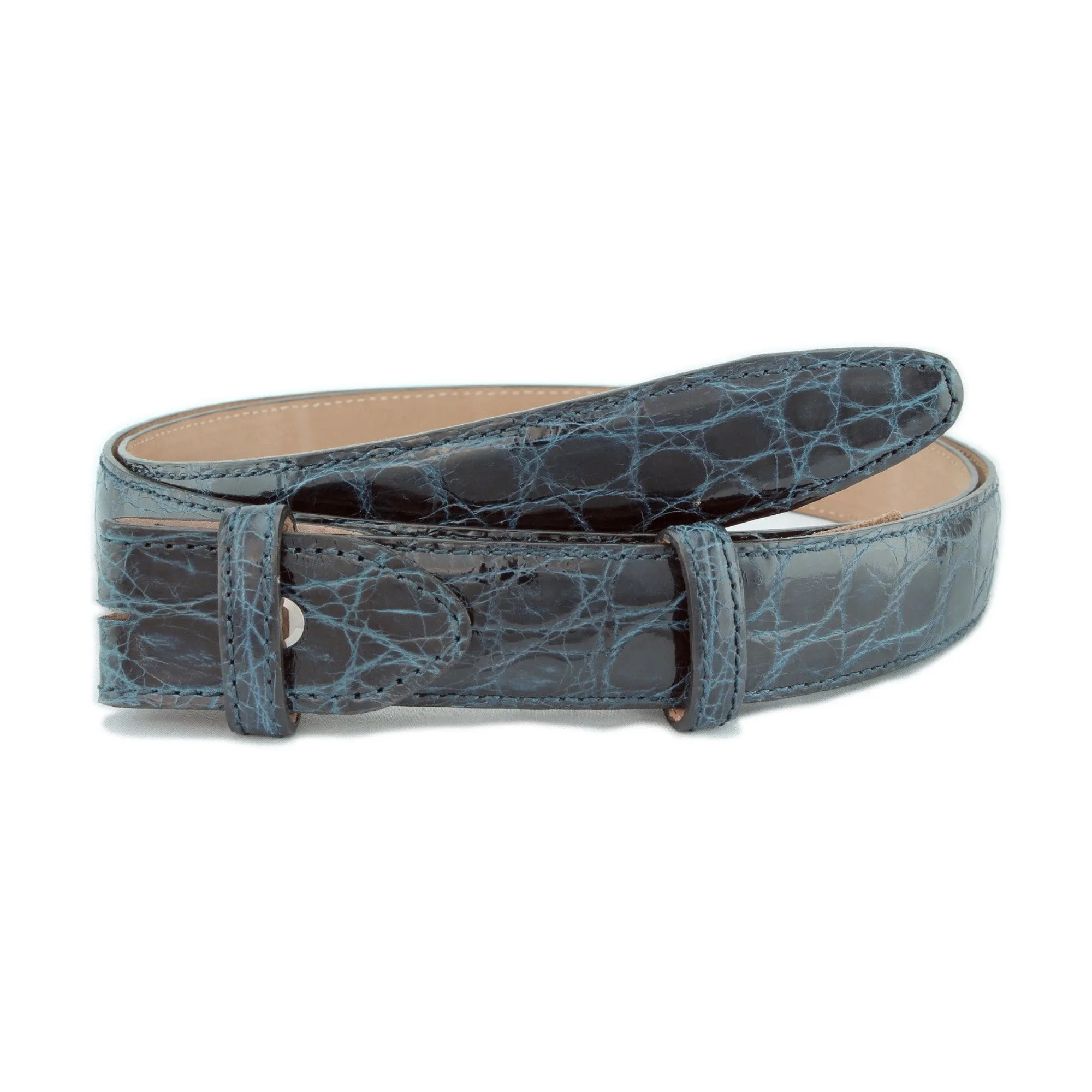 Genuine Crocodile Flank Narrow Belt Strap