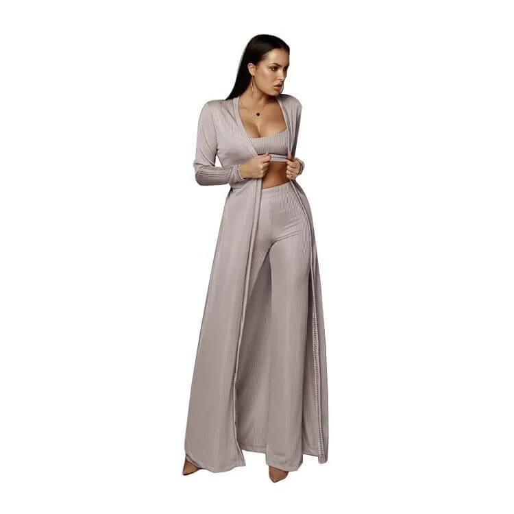 High Neck Blosue High Waist Patchwork Pencil Pants Set
