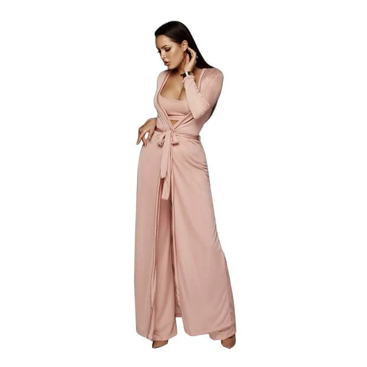 High Neck Blosue High Waist Patchwork Pencil Pants Set
