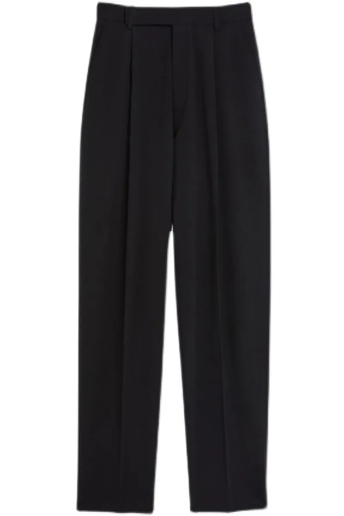 High waist straight pants / navy