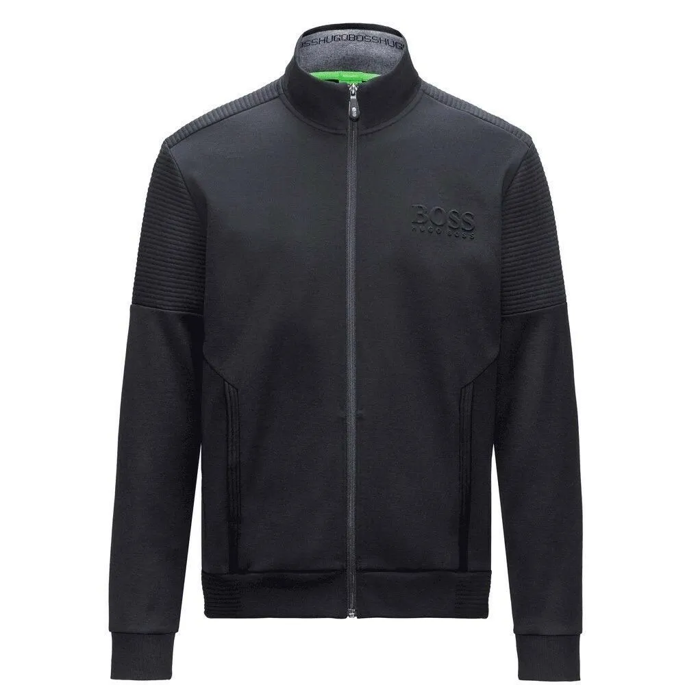 Hugo Boss Green Men's Skaz Ribbed Zip Up Track Sweatshirt Jacket