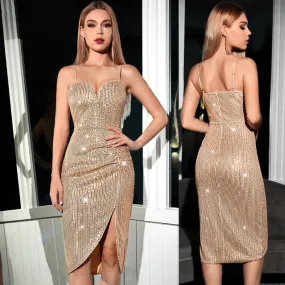 Irregular Sexy Vintage Sequin Slip Dress