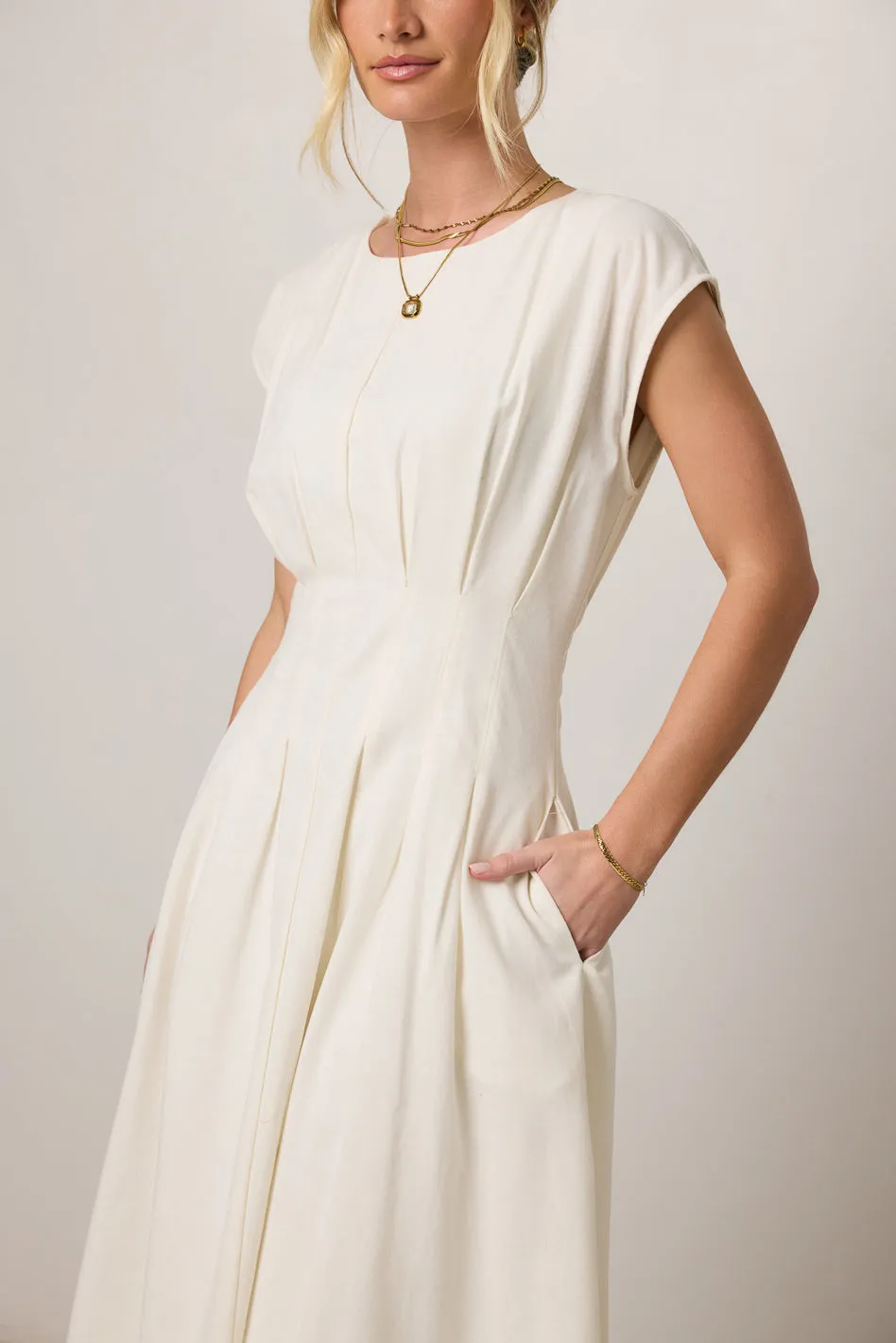 Isla Midi Dress in Off White