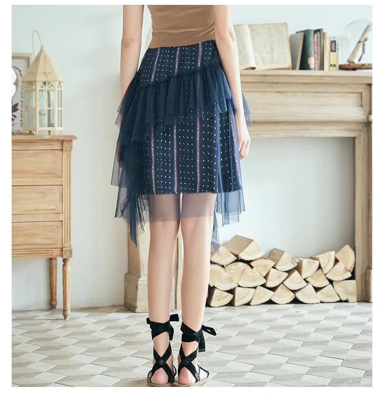 JAM PRINCESS TIERED TULLE SKIRT WITH PATCHES