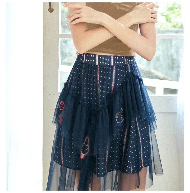 JAM PRINCESS TIERED TULLE SKIRT WITH PATCHES