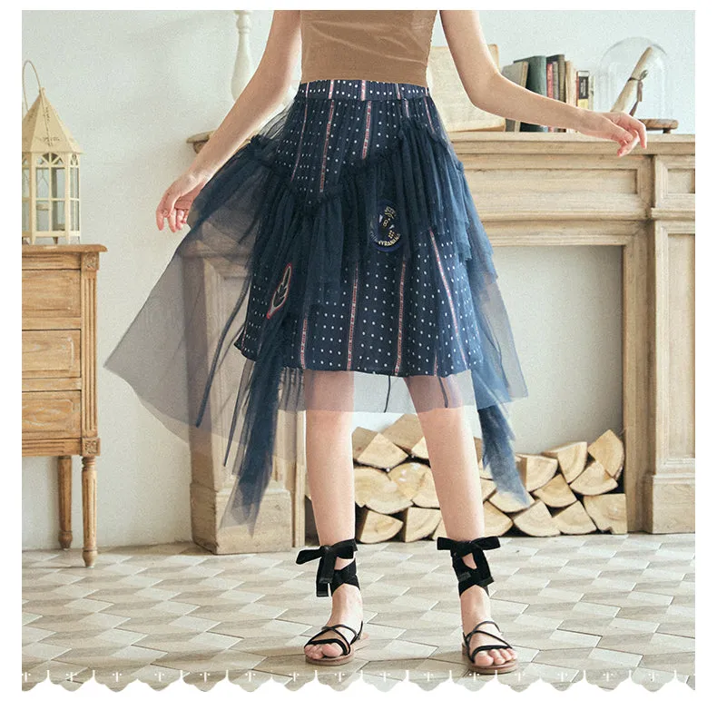 JAM PRINCESS TIERED TULLE SKIRT WITH PATCHES