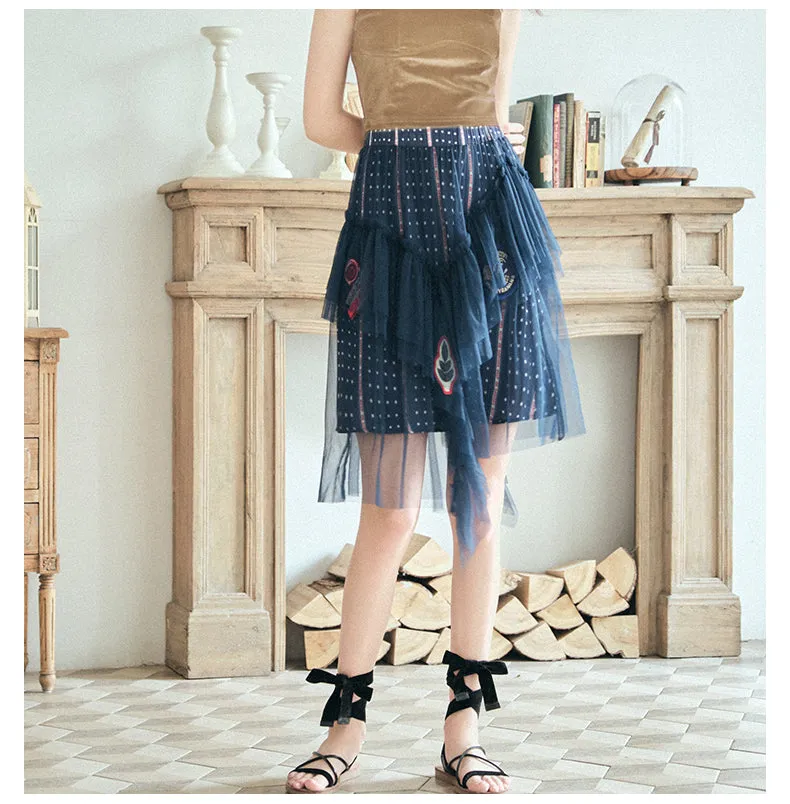 JAM PRINCESS TIERED TULLE SKIRT WITH PATCHES