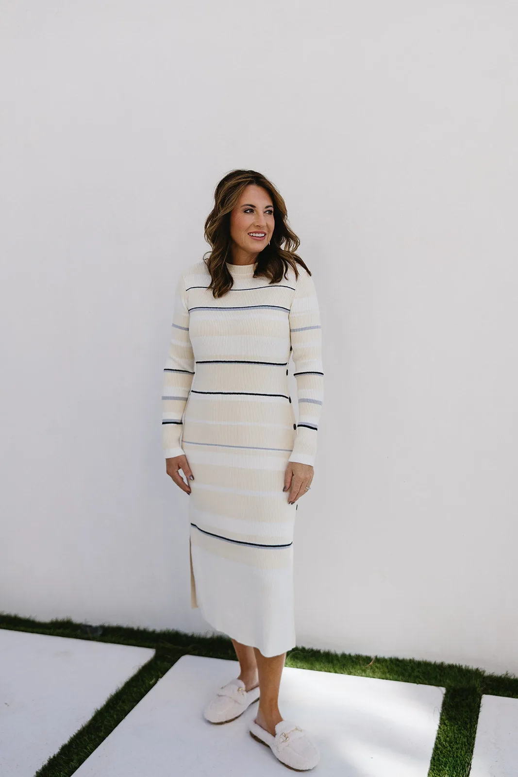 Julia Midi Dress - Cream/Multi