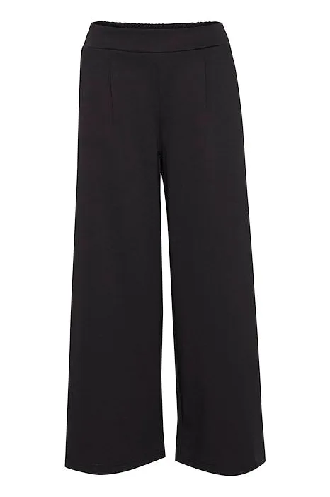 Kate Wide 3/4 Length Trouser - Black
