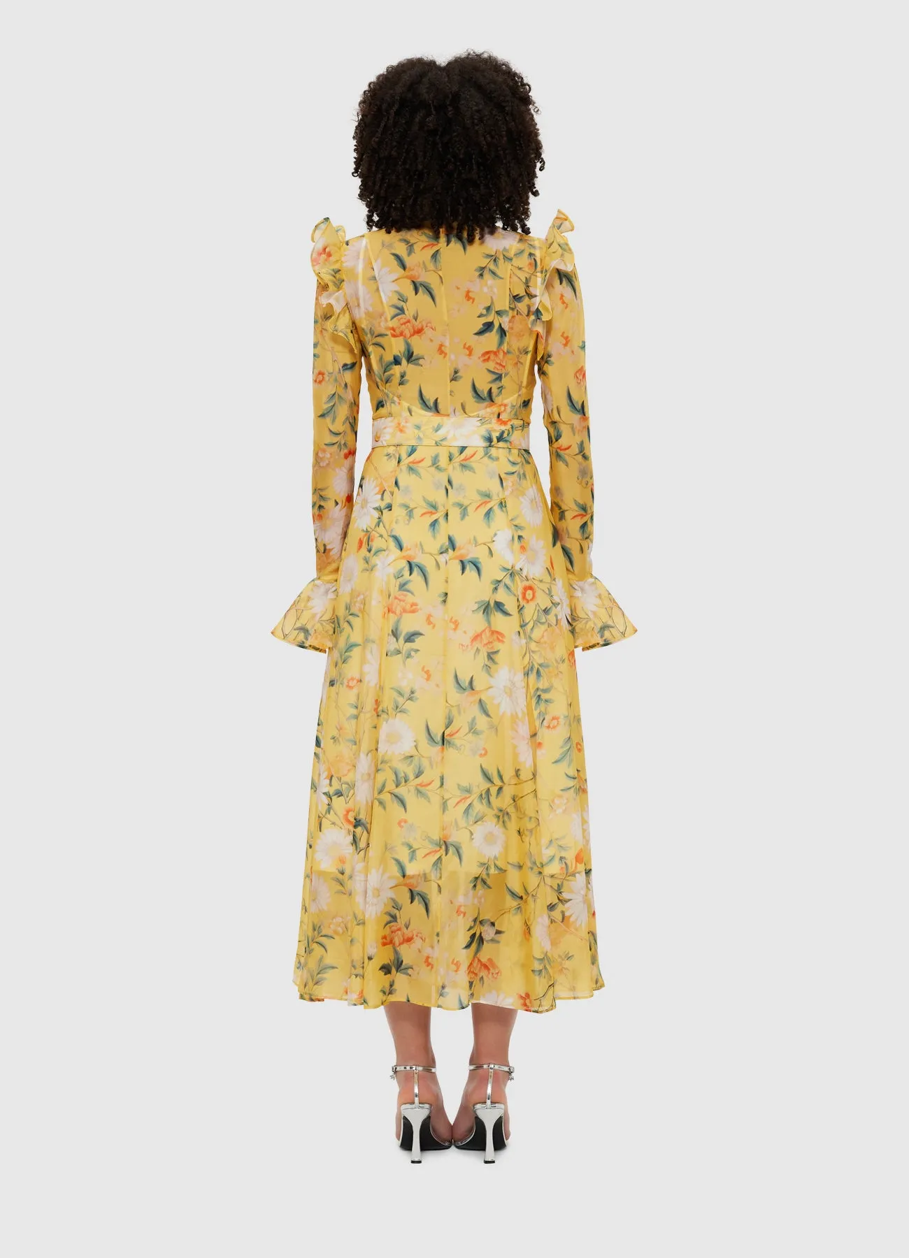 Katrina Butterfly Sleeve Midi Dress - Daisy Print