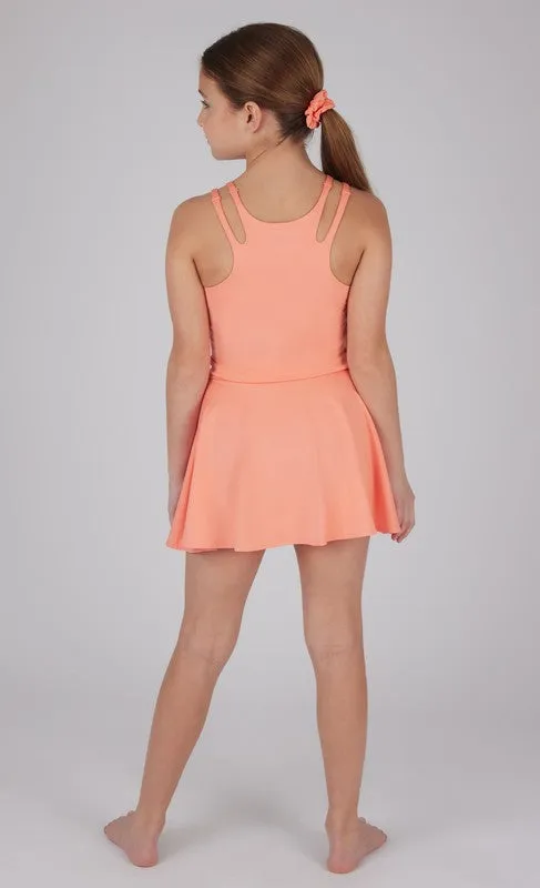  Layered Athleisure Skirt w/Shorts Light Orange - Youth