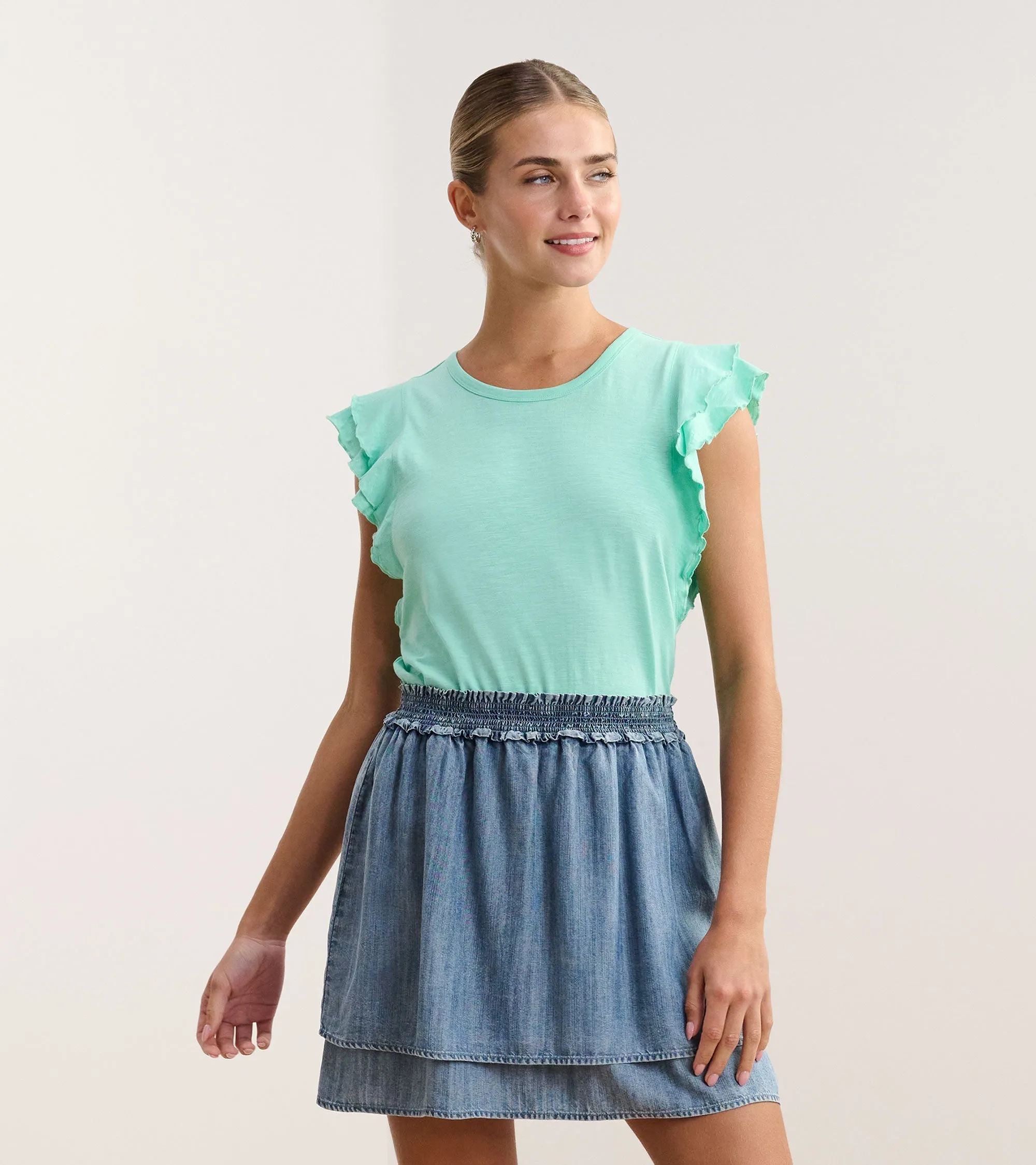 Layered Sleeve Tank - Turquoise