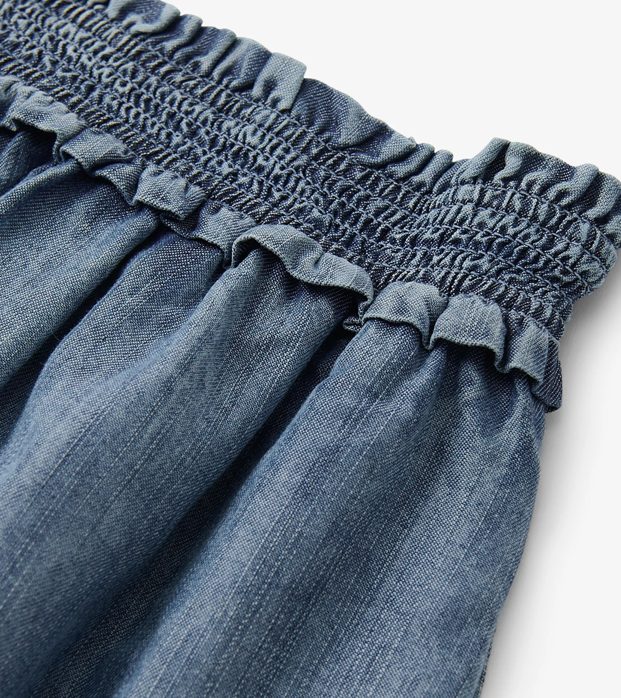 Layered Smocked Skirt - Blue Acid Wash