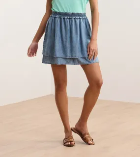 Layered Smocked Skirt - Blue Acid Wash