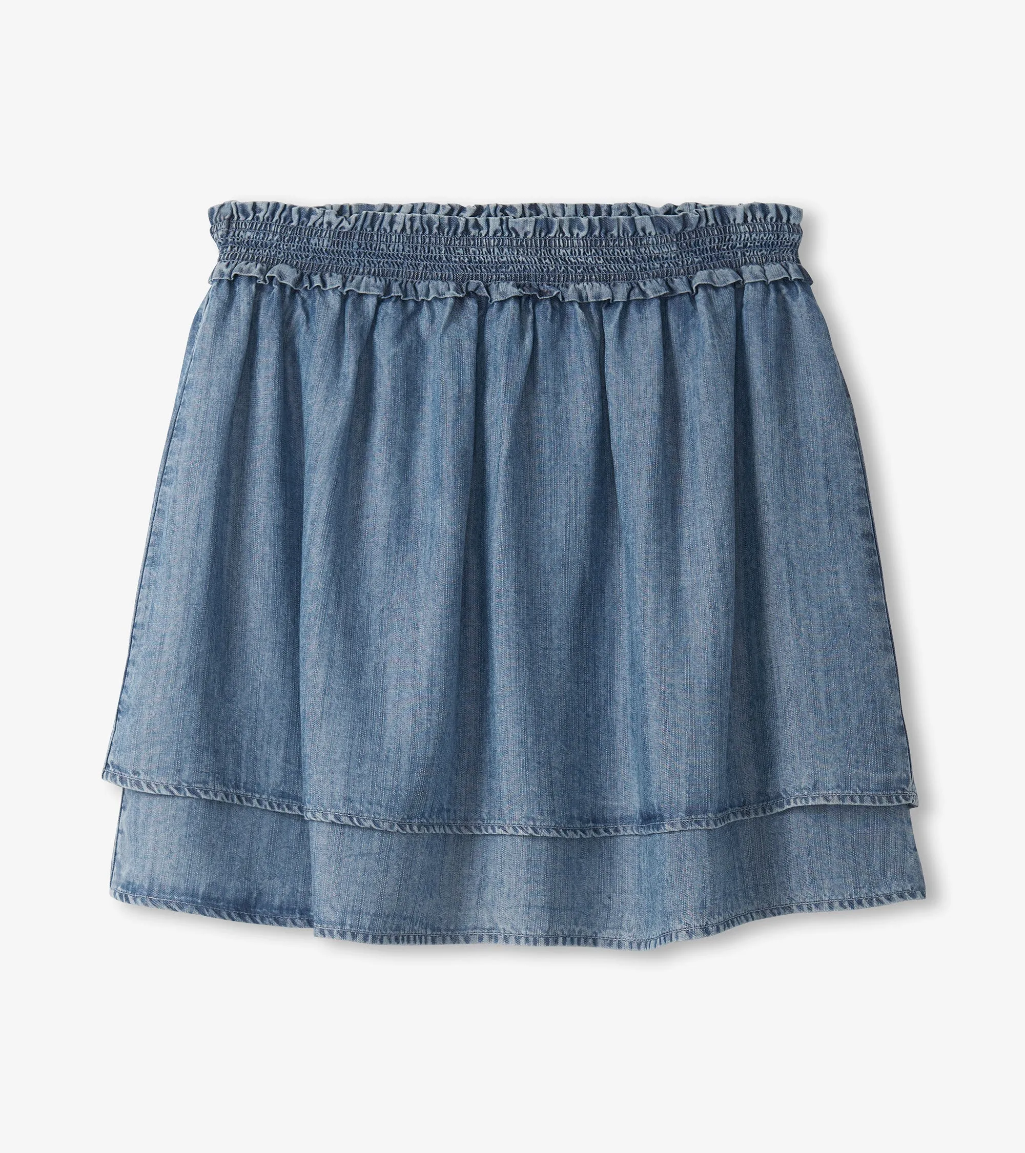 Layered Smocked Skirt - Blue Acid Wash