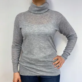 Lightweight Smoke Grey Polo Neck Jumper Large