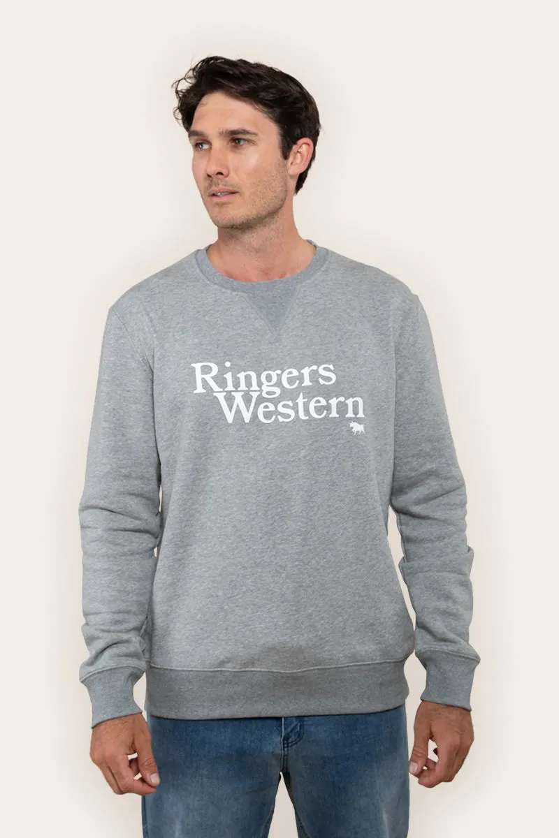 Lodge Mens Crew - Grey Marle with White Print