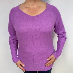 Loganberry Purple Cashmere V-Neck Jumper Large