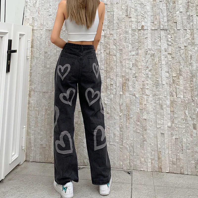 Luna Women's Denim Heart Print