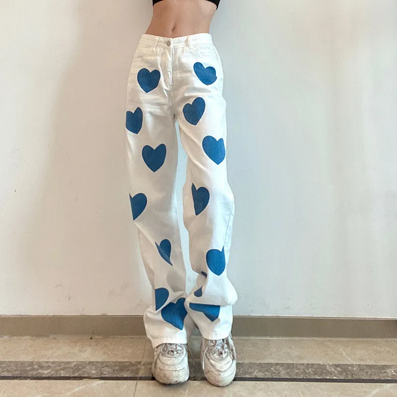 Luna Women's Denim Heart Print