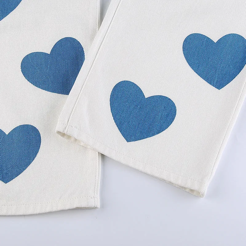 Luna Women's Denim Heart Print