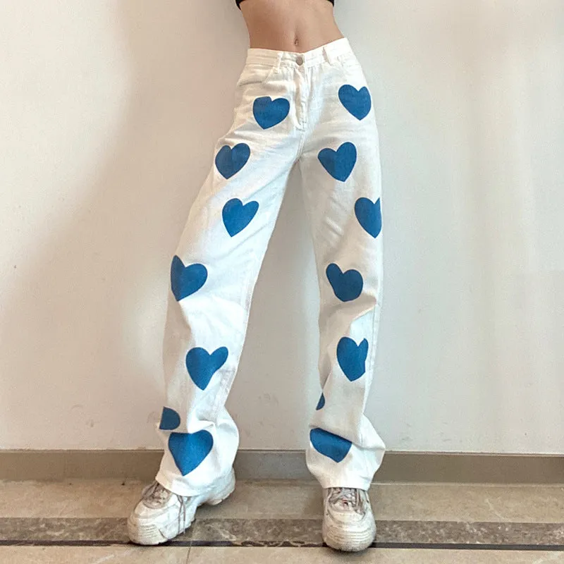 Luna Women's Denim Heart Print